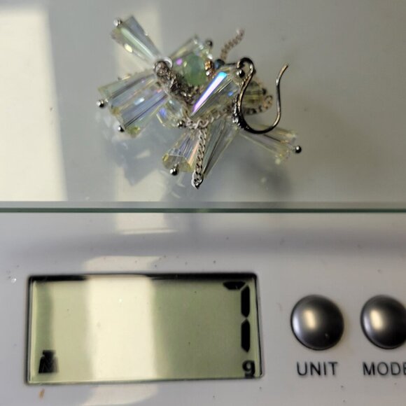 Crystal Glass Prism Earrings Chandelier Earrings Teardrop Cone Faceted Prism - Picture 5 of 5